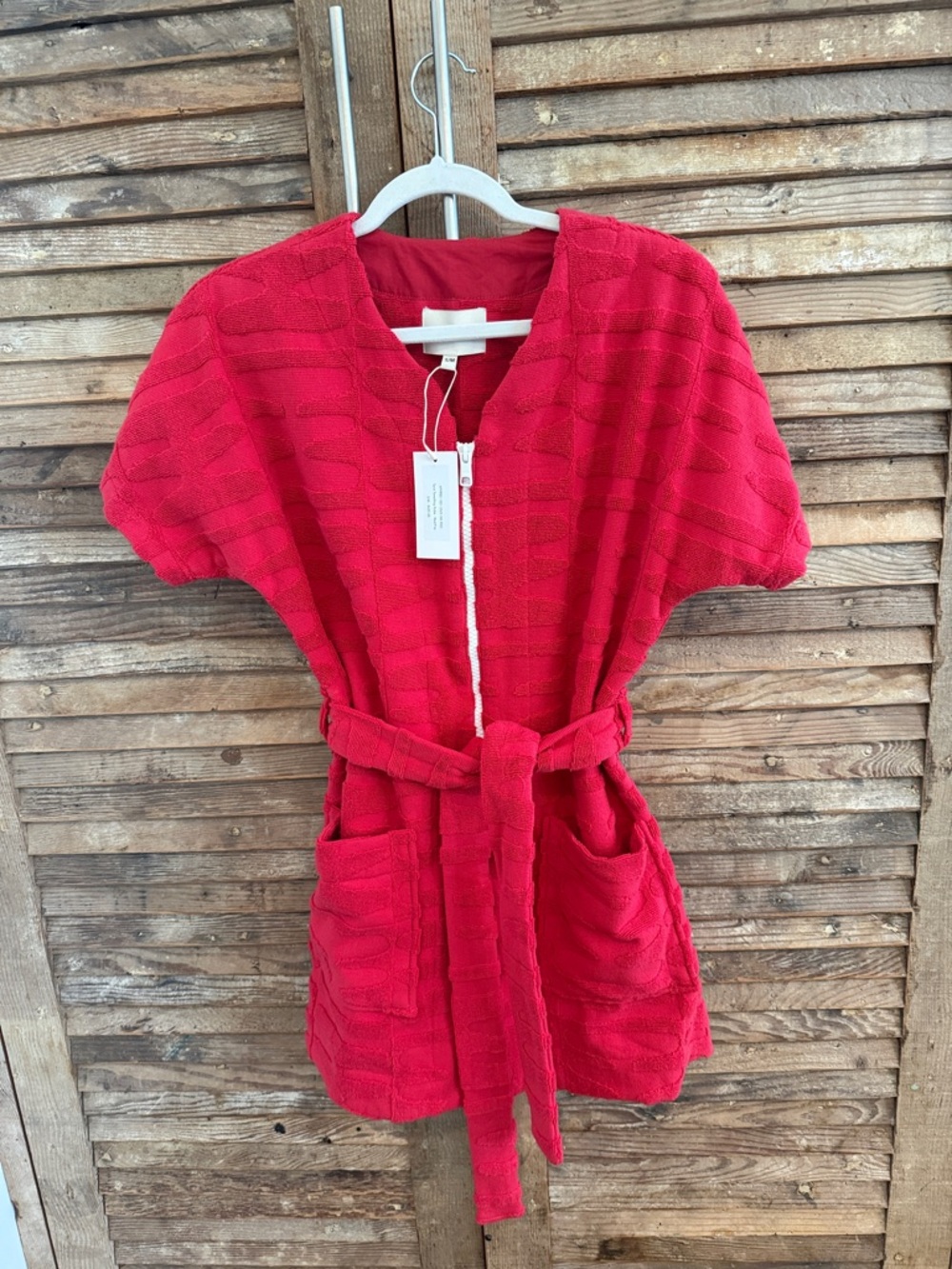 Bright Red Terry Belted Robe/ Dress
